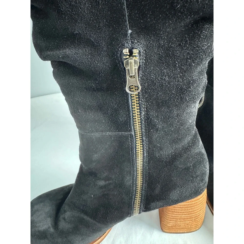 Kork-ease black Suede‎ Square Toe Slouchy Knee High Boots Size 9M